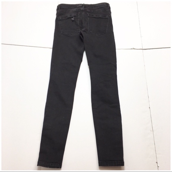 Zara Distressed Rip Skinny Ankle Zip Jeans Black - Picture 4 of 8